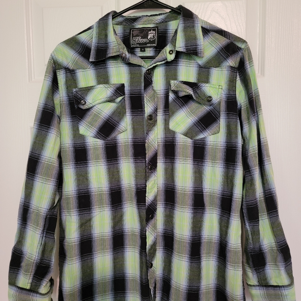 Elixir youth long sleeve plaid shirt